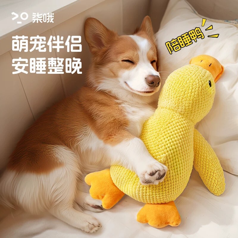 Duck squeaky plush dog toy